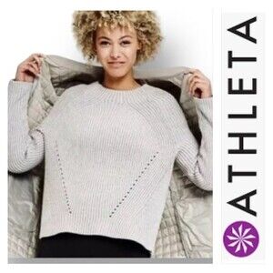 Athleta Women Rockland Ribbed Mock Neck Cotton Blend Sweater Size XXS.